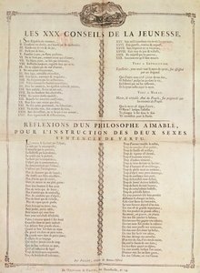 Treinta consejos para los jóvenes: Reflexiones de un filósofo para la instrucción de ambos sexos, 1794 (impresión) de Pierre Francois Palloy